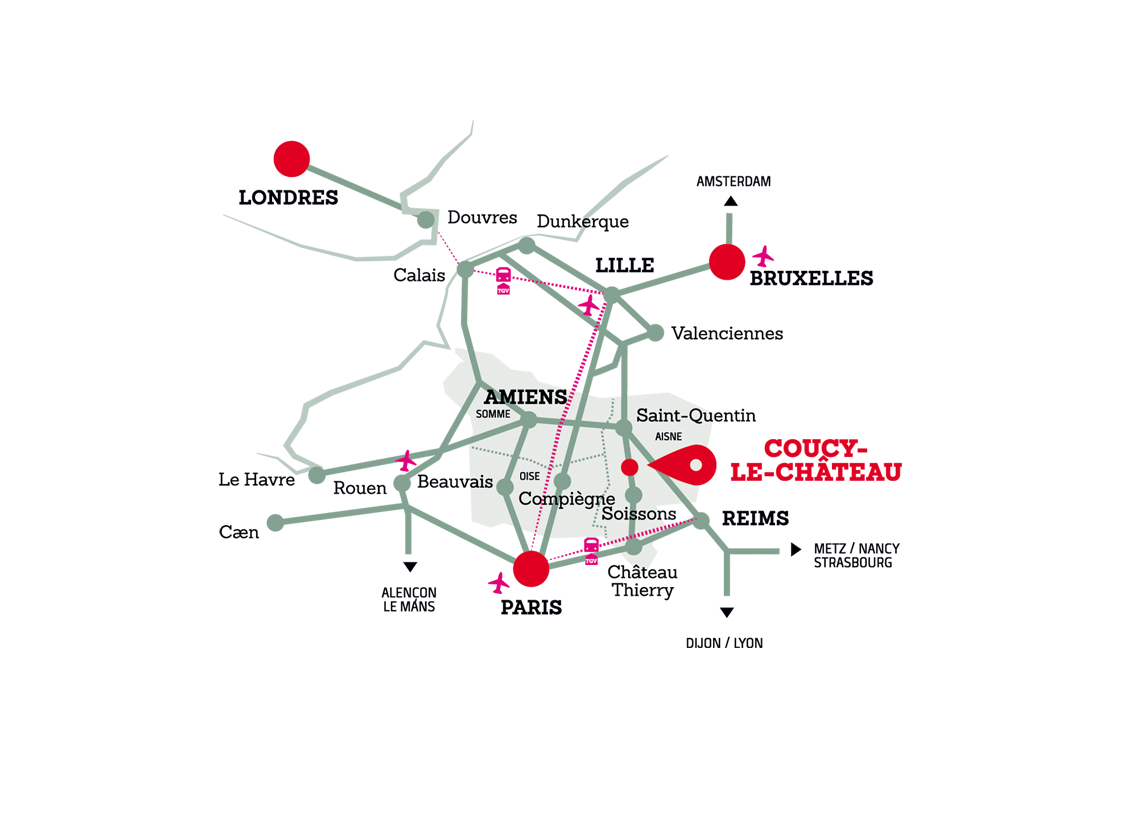 Carte pour accéder à Coucy-le-Chateau Carte pour accéder à coucy le chateau